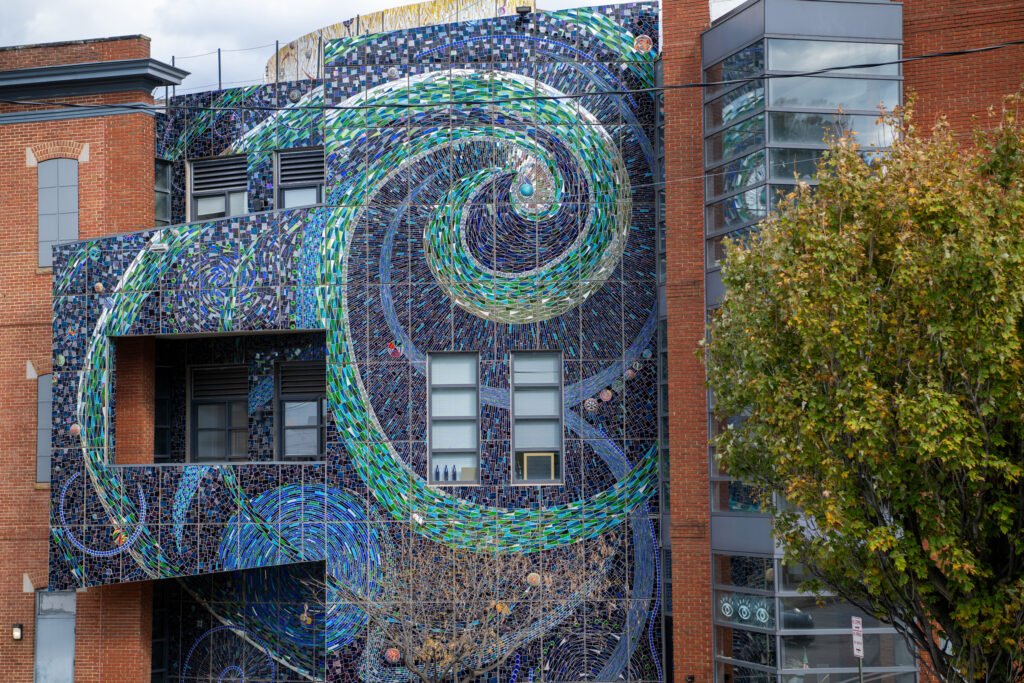 Spiral mosaic on the facade of the American Visionary Arts Museum