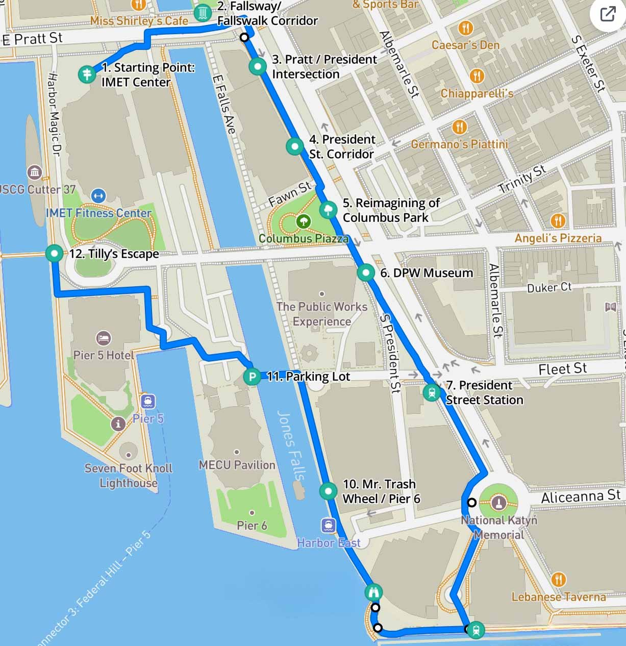Screenshot of Walk & Talk map